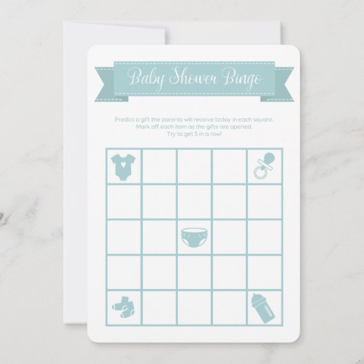 Blue Baby shower Bingo Game Double Sided Kaart (Achterkant)