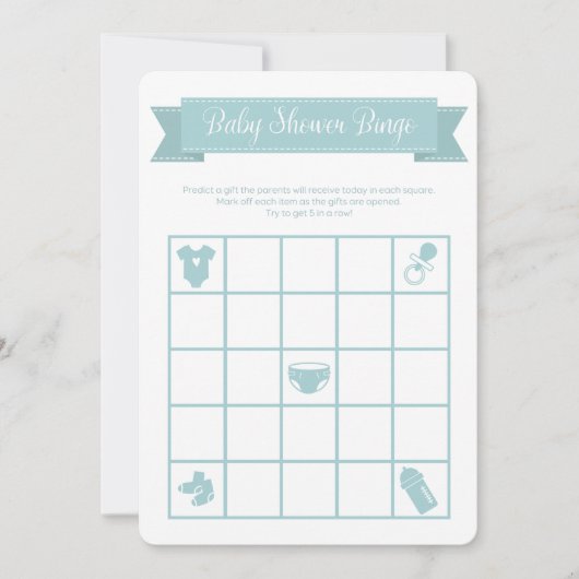 Blue Baby shower Bingo Game Double Sided Kaart (Voorkant)