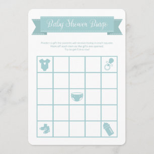 Blue Baby shower Bingo Game Double Sided Kaart
