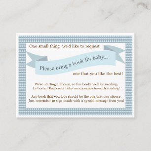 Blue Baby shower Book Insert Request Card Informatiekaartje