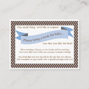 Blue Baby shower Book Insert Request Card Informatiekaartje