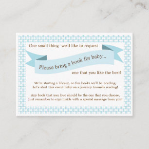 Blue Baby shower Book Insert Request Card Informatiekaartje