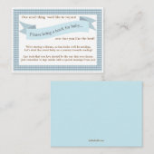 Blue Baby shower Book Insert Request Kaart (Voorkant / Achterkant)