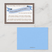 Blue Baby shower Book Insert Request Kaart (Voorkant / Achterkant)