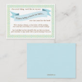 Blue Baby shower Book Insert Request Kaart (Voorkant / Achterkant)
