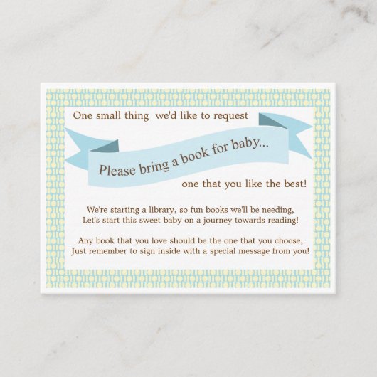 Blue Baby shower Book Insert Request Kaart (Voorkant)