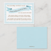 Blue Baby shower Book Insert Request Kaart (Voorkant / Achterkant)