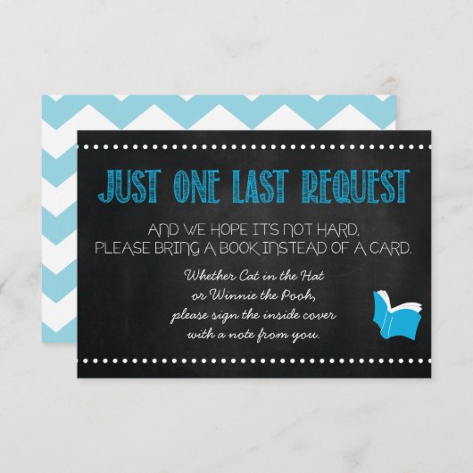 Blue Baby shower Book Request Card Informatiekaartje (Voorkant / Achterkant)