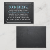 Blue Baby shower Book Request, Neem een boek mee Informatiekaartje (Voorkant / Achterkant)