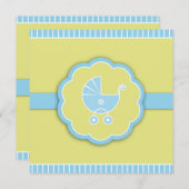 Blue Baby shower Boy Flat Invitation Kaart (Voorkant / Achterkant)