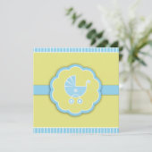 Blue Baby shower Boy Flat Invitation Kaart (Staand voorkant)