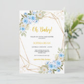 Blue Baby shower Boy Invitation Kaart (Staand voorkant)