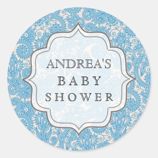 Blue Baby shower Dessert Table Label Label sticker (Voorkant)