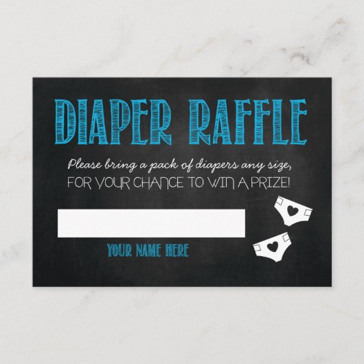Blue Baby shower Diaper Raffle Ticket Informatiekaartje (Voorkant)