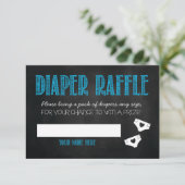 Blue Baby shower Diaper Raffle Ticket Informatiekaartje (Staand voorkant)