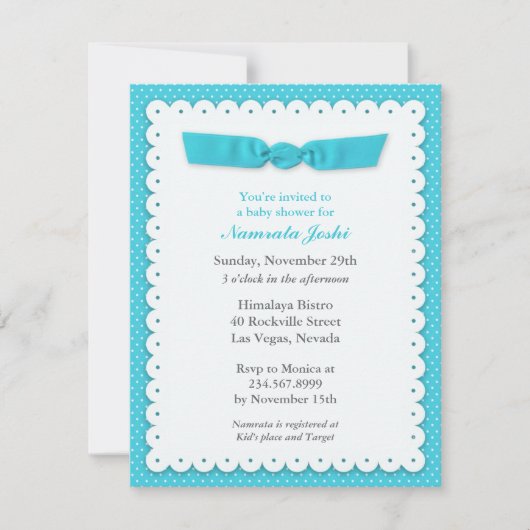 Blue Baby shower Flat Invitation Kaart (Voorkant)