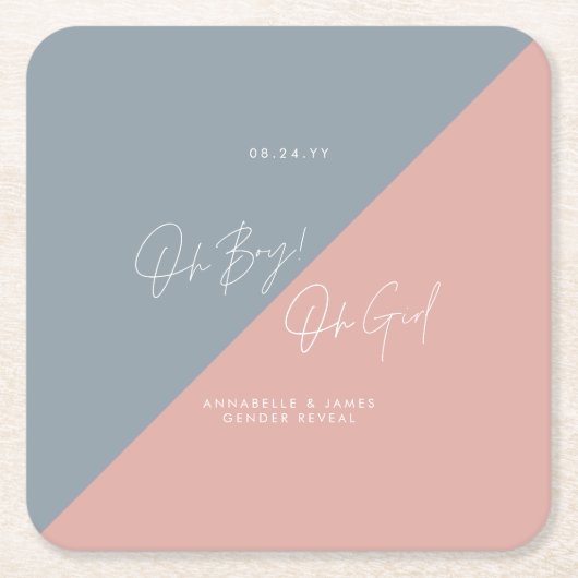 Blue baby shower Geslacht onthullen Kartonnen Onderzetters (Voorkant)