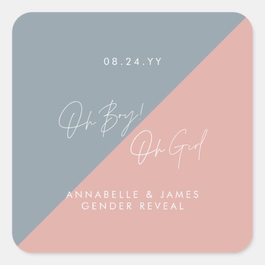 Blue baby shower Geslacht onthullen Vierkante Sticker (Voorkant)