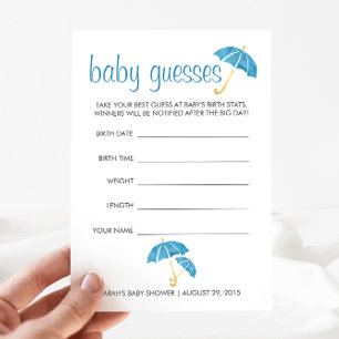Blue Baby shower Guining Game Advieskaart