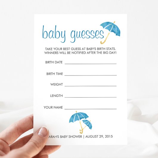 Blue Baby shower Guining Game Advieskaart