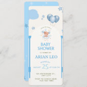 Blue Baby shower Invitation – bewerkbare Sjabloon Kaart (Voorkant / Achterkant)