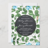 Blue baby shower Invitation Boy Pea In A Pod Kaart (Voorkant)