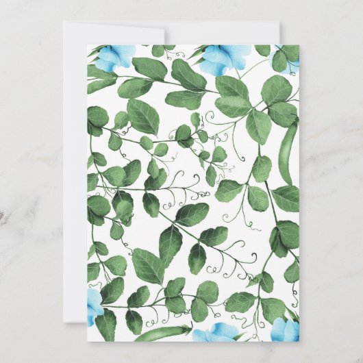 Blue baby shower Invitation Boy Pea In A Pod Kaart (Achterkant)