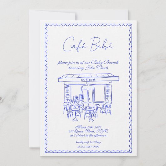 Blue Baby shower Invitation | Brunch-uitnodiging Kaart (Voorkant)