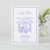 Blue Baby shower Invitation | Brunch-uitnodiging Kaart (Staand voorkant)