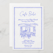 Blue Baby shower Invitation | Brunch-uitnodiging Kaart (Voorkant / Achterkant)