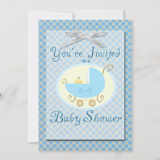 Blue Baby shower Invitation Kaart (Voorkant)
