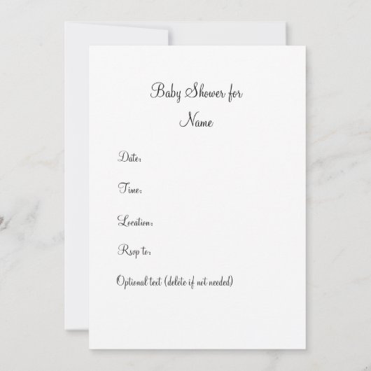 Blue Baby shower Invitation Kaart (Achterkant)