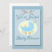 Blue Baby shower Invitation Kaart (Voorkant / Achterkant)