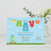 Blue Baby shower Invitation Kaart (Staand voorkant)