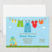 Blue Baby shower Invitation Kaart (Voorkant / Achterkant)