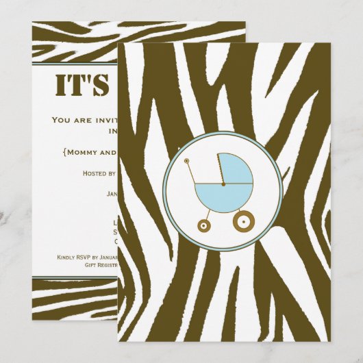 Blue Baby shower Invitation Kaart (Voorkant / Achterkant)