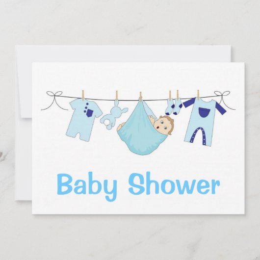 Blue Baby shower Invitation Kaart (Voorkant)