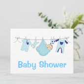Blue Baby shower Invitation Kaart (Staand voorkant)