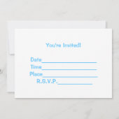 Blue Baby shower Invitation Kaart (Achterkant)