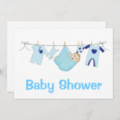 Blue Baby shower Invitation Kaart (Voorkant / Achterkant)