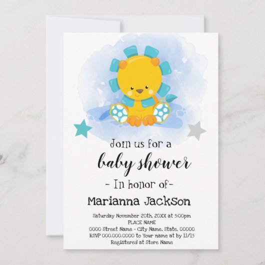 Blue Baby shower Invitation Kaart (Voorkant)