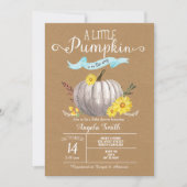 Blue Baby shower Little Pumpkin Herfst Nodig kraft Kaart (Voorkant)