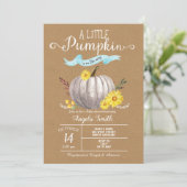 Blue Baby shower Little Pumpkin Herfst Nodig kraft Kaart (Staand voorkant)