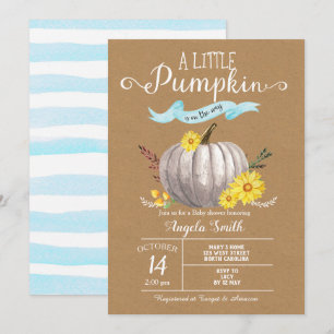 Blue Baby shower Little Pumpkin Herfst Nodig kraft Kaart