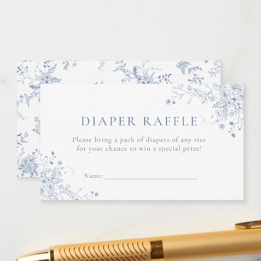 Blue Baby shower Luier Raffle Ticket Informatiekaartje
