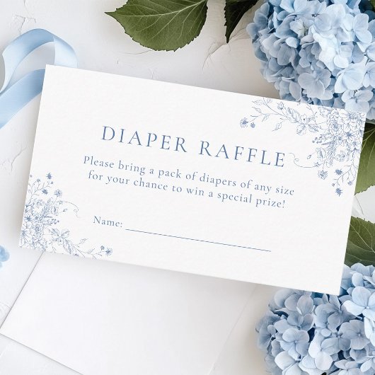 Blue Baby shower Luier Raffle Ticket Informatiekaartje