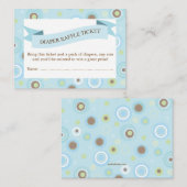 Blue Baby shower Luier Raffle Ticket Insert Informatiekaartje (Voorkant / Achterkant)
