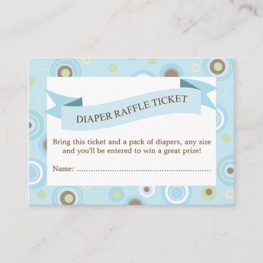 Blue Baby shower Luier Raffle Ticket Insert Informatiekaartje (Voorkant)