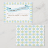 Blue Baby shower Luier Raffle Ticket Insert Informatiekaartje (Voorkant / Achterkant)