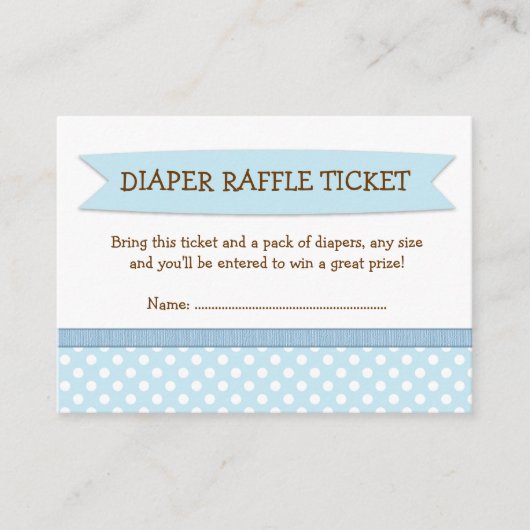 Blue Baby shower Luier Raffle Ticket Insert Informatiekaartje (Voorkant)
